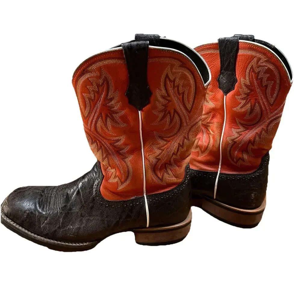 Ariat Cowboy Boots Quickdraw Western Square Toe Orange Brown Mens Size 9 EE